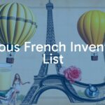 A collage of famous French inventions like the hot air balloon, stethoscope, and pasteurization, vintage French background, illustrative style.