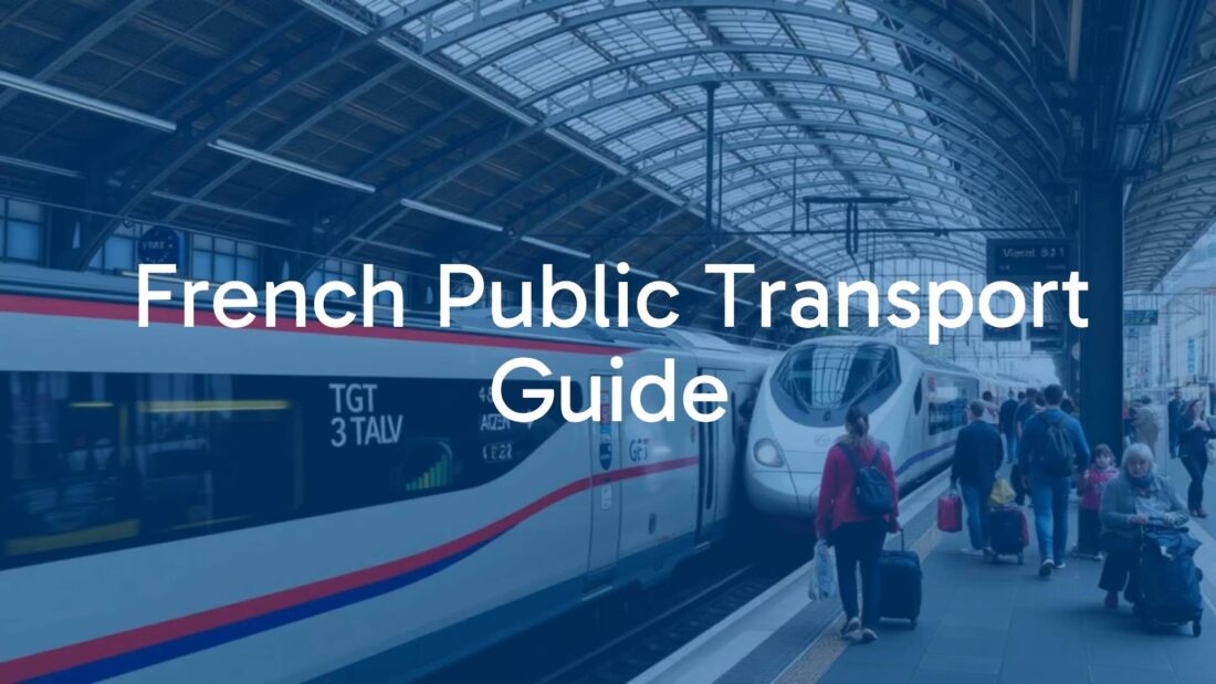 A bustling French train station with a high-speed TGV train, people boarding with luggage, clear signage in French, urban setting, vibrant and realistic.