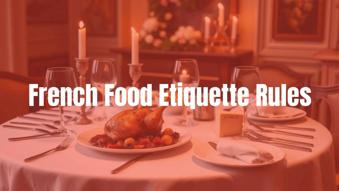 Elegant French dining table set with coq au vin, Comté cheese, wine glasses, and silverware, soft candlelight, traditional ambiance, realistic.