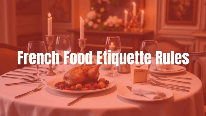 Elegant French dining table set with coq au vin, Comté cheese, wine glasses, and silverware, soft candlelight, traditional ambiance, realistic.