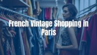 Elegant woman browsing vintage clothing in a Parisian thrift store, racks of colorful garments, soft natural lighting, stylish and nostalgic atmosphere.