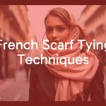 Elegant woman wearing a stylishly draped French scarf, soft fabric flowing, Parisian street backdrop, chic and effortless fashion, muted tones, realistic.