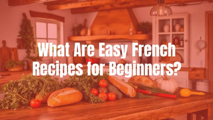 A rustic French kitchen with simple ingredients like fresh bread, herbs, and vegetables on a wooden table, cozy lighting, realistic style.