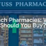 Exterior of a French pharmacy with a green cross sign, shelves filled with skincare and beauty products, warm and inviting atmosphere, realistic style.