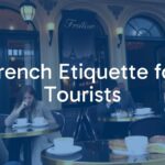 Elegant Parisian cafe scene, tourists and locals enjoying coffee, croissants on table, French flag in background, warm and inviting atmosphere, realistic.