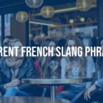 Stylish young people chatting in a Parisian cafe, French slang speech bubbles, modern and vibrant.