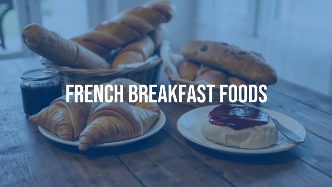 A traditional French breakfast spread with croissants, baguettes, and jam on a rustic wooden table, soft morning light, cozy and inviting.